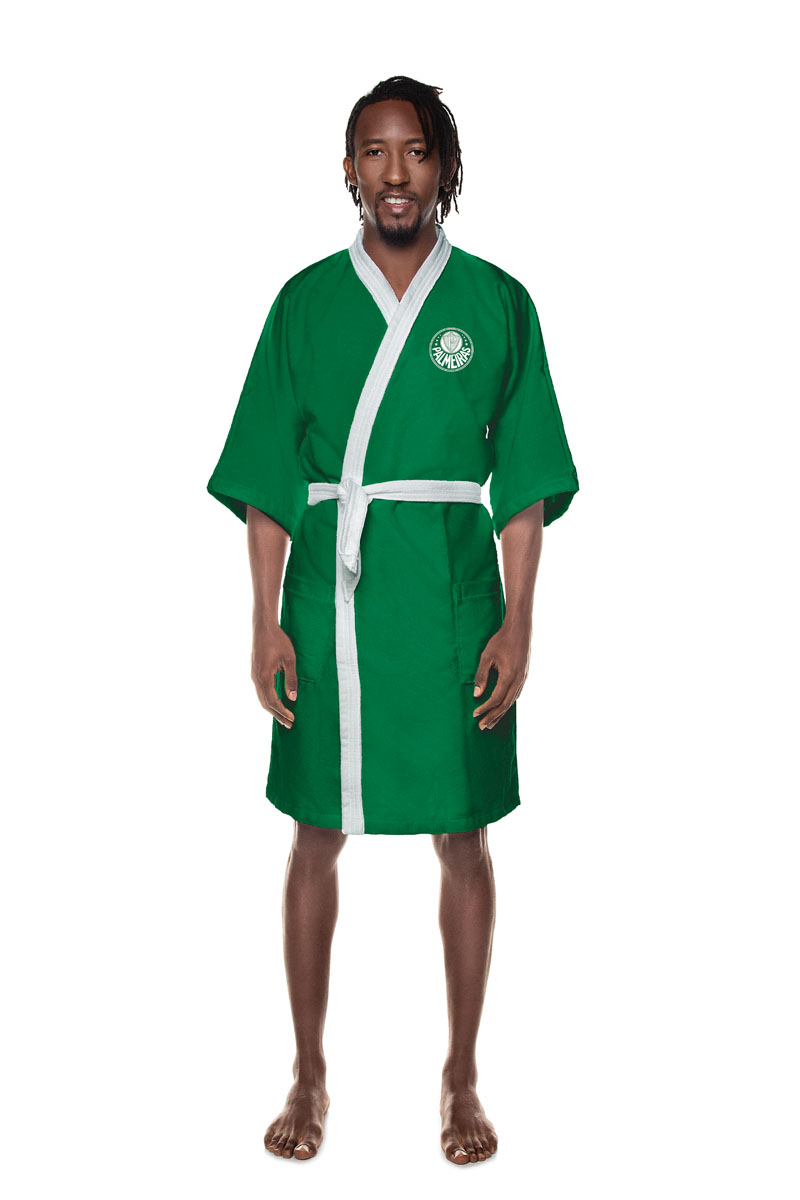 Palmeiras Velvety Bathrobe Kimono with 3 pieces