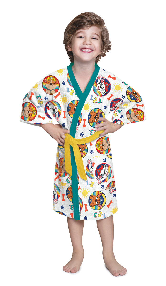 Patrulha Canina Terry Bathrobe Kimono Printed with 3 pieces